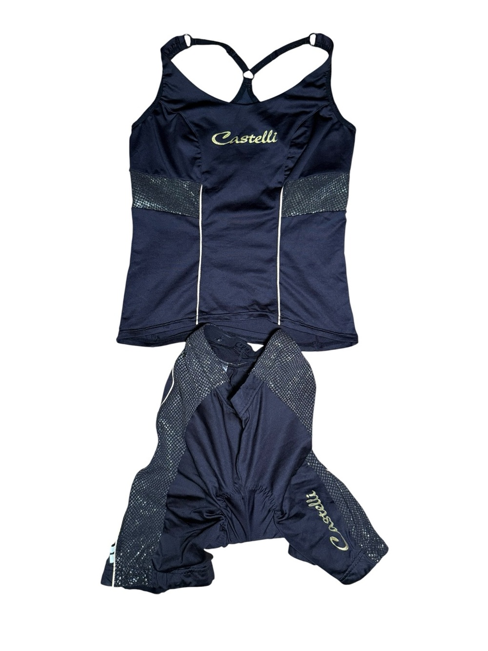 Castelli Cycling Kit Matching Set Black Gold Jersey & Shorts Size Small